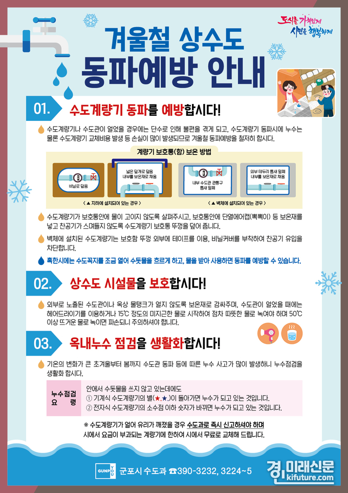 군포시 수도과 겨울철 상수도 동파예방 안내문. <사진=군포시>