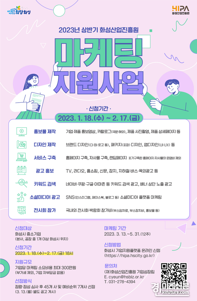 화성시 중소기업 대상 마케팅 지원사업 홍보물. <사진=화성산업진흥원>