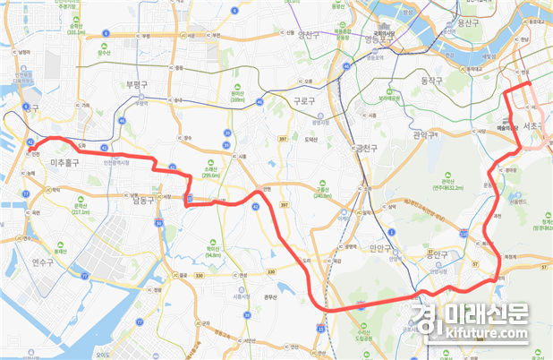 9100번 노선도. <사진=인천시>