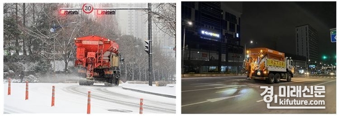 인천시 관계자가 제설작업을 하고 있다. <사진=인천시>