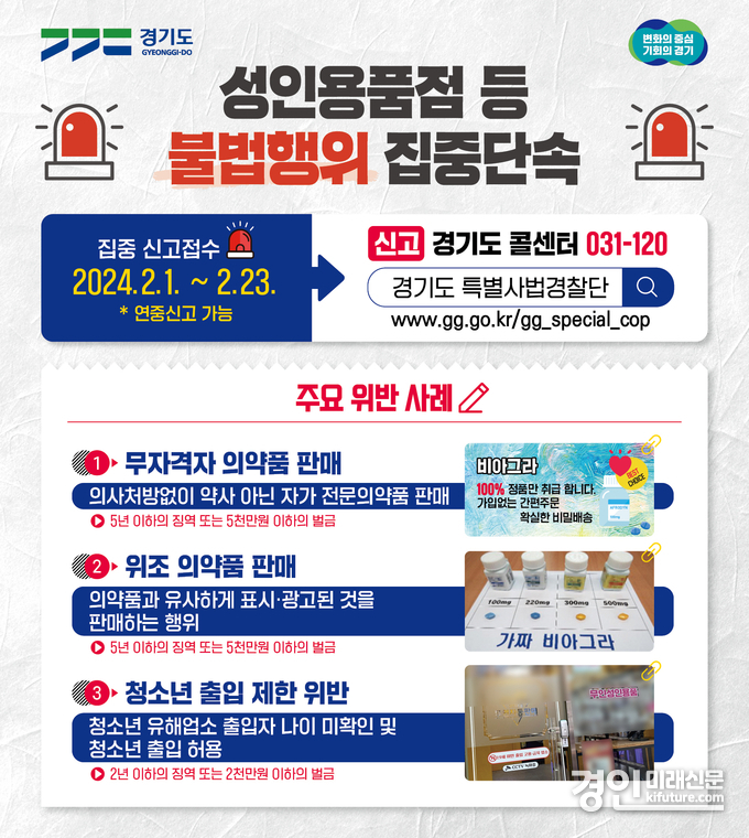 성인용품점 불법행위 수사 홍보물. <사진=경기도>
