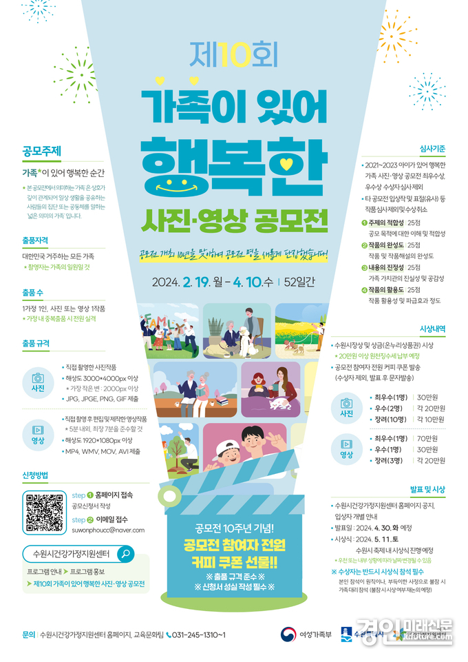 수원시 제10회 ‘가족이 있어 행복한 사진·영상 공모전’ 안내문. <사진=수원시>