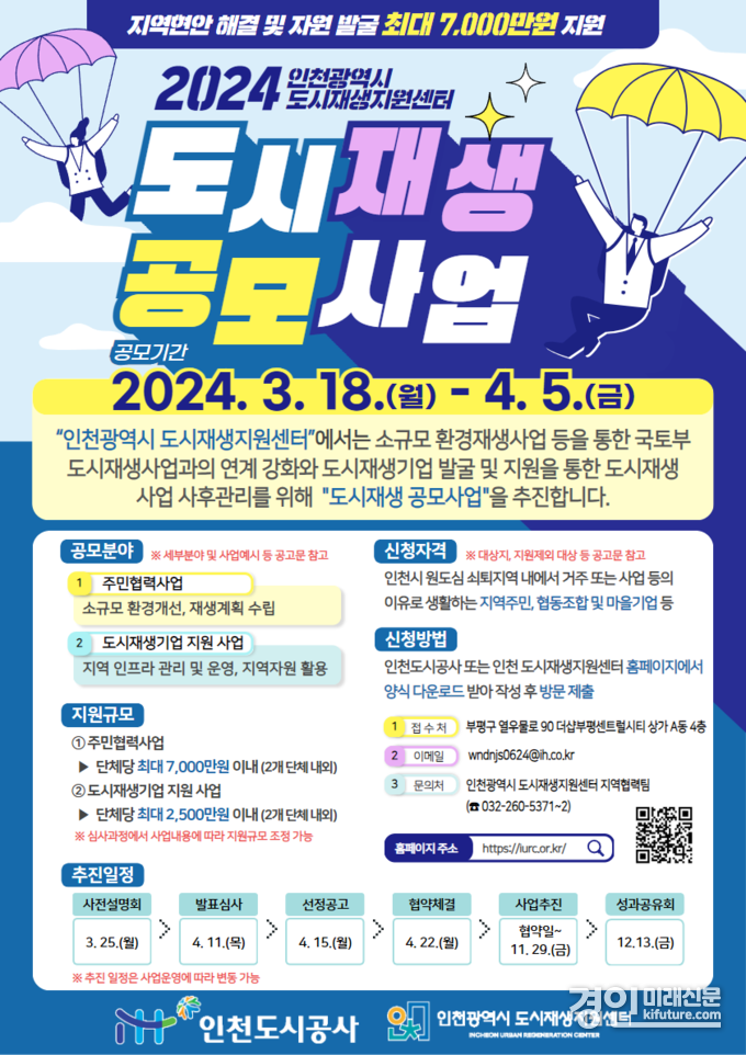 2024년 인천 도시재생지원센터 공모사업 모집 안내문. <사진=인천 도시재생지원센터>