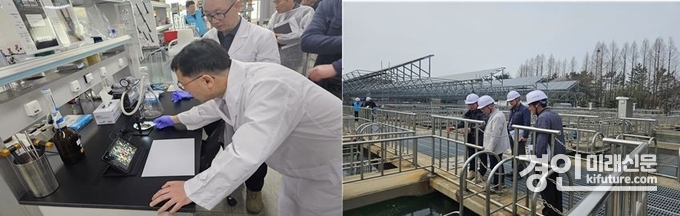 인천광역시 상수도사업본부 관계자들이 공촌정수장 위생관리 실태를 점검하고 있다. <사진=인천시>