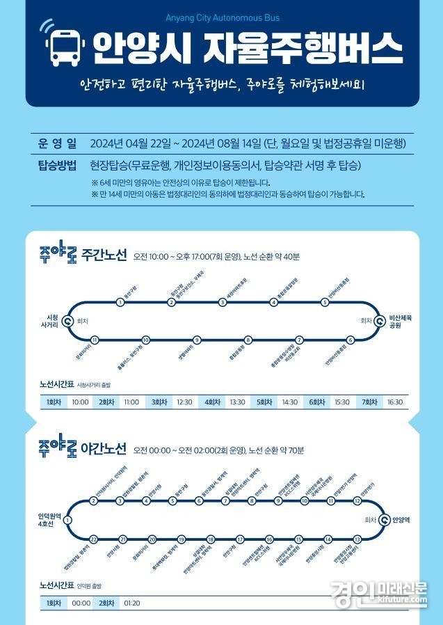 안양시 자율주행 주야로 버스노선도. <사진=안양시>