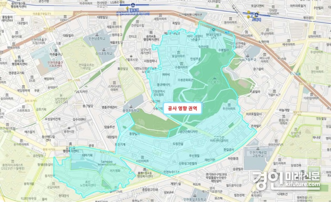 수봉공원 일원 상수도 급수 공급체계 정비 권역. <사진=인천시>