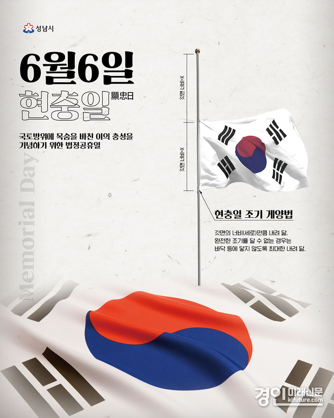제69회 현충일 태극기 조기 게양 홍보물. <사진=성남시>