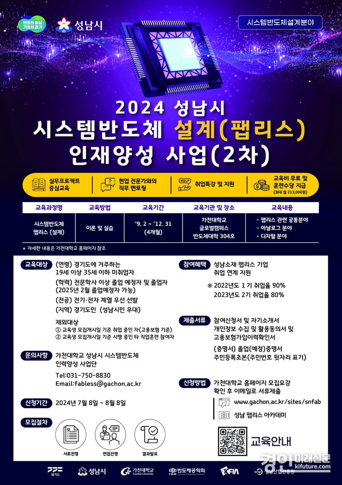 성남시 시스템반도체 팹리스 아카데미 2차 교육성 모집 안내문. <사진=성남시>