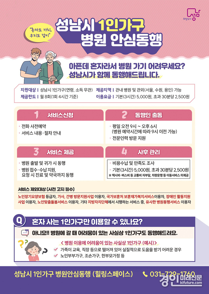 성남시 1인가구 병원 안심동행 안내문. <사진=성남시>