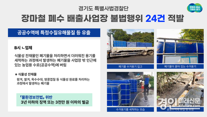 장마철 폐수 배출 불법행위 안내문. <사진=경기도>