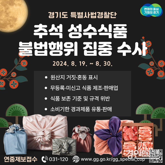경기도 특사경 추석성수식품 불법행위 안내문. <사진=경기도>