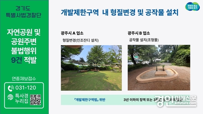 개발제한구역 내 불법개발행위 모습. <사진=경기도> 