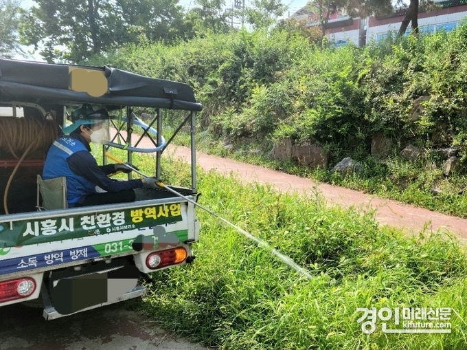 시흥시가 연기 없는 친환경 방역소독을 실시하고 있다. <사진=시흥시>