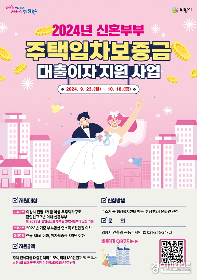 의왕시 신혼부부 주택임차보증금 지원 안내문. <사진=의왕시>