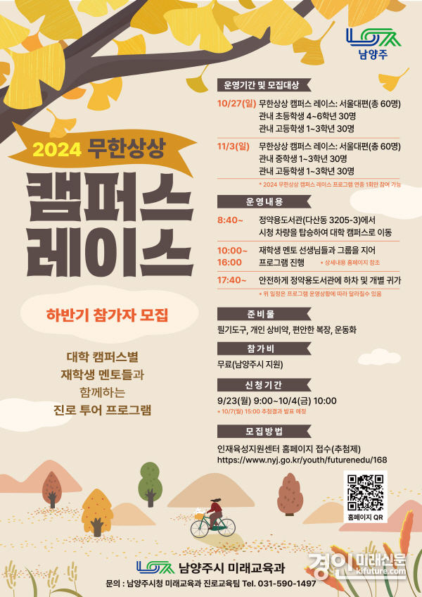 남양주시, ‘무한상상 캠퍼스 레이스’ 참가자 모집 안내문. <사진=남양주시>