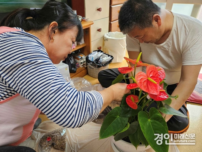 부천시가 방문요양 어르신 반려식물 보급사업을 진행하고 있다. <사진=부천시>