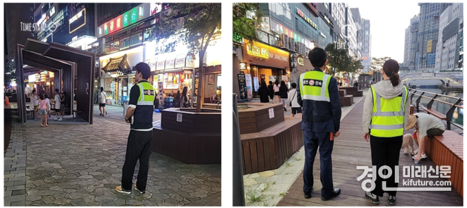 인천시 관계자들이 금연구역 합동 단속을 펼치고 있다. <사진=인천시>