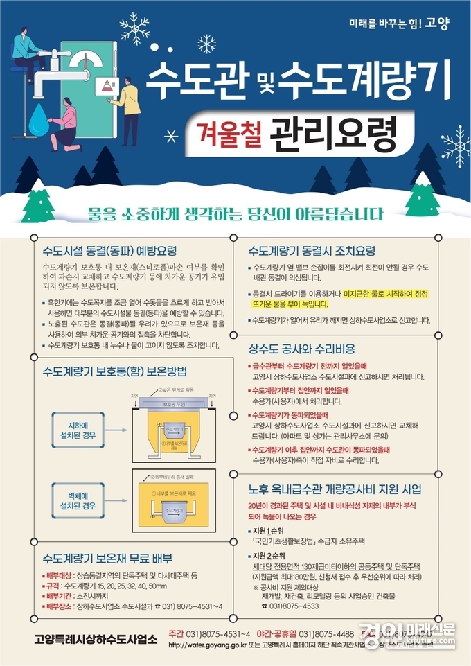 수도관 및 수도계량기 겨울철 관리요령 안내문. <사진=고양시>