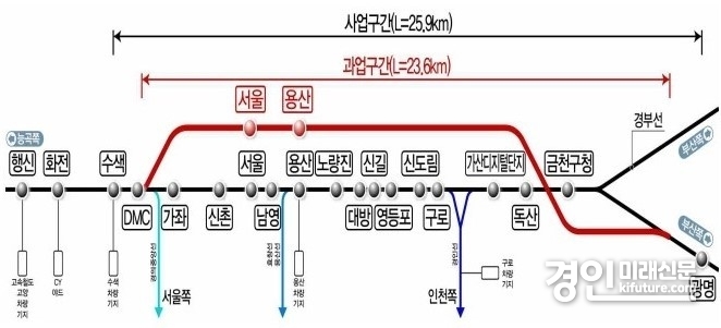 광명~수색 고속철도 계획 노선도. <사진=광명시>