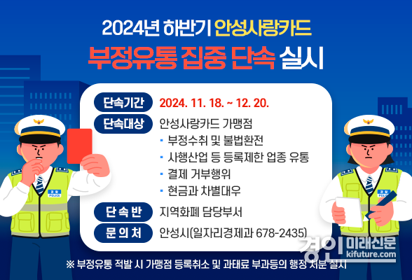 안성시 지역화폐카드 부정유통 단속 안내문. <사진=안성시>