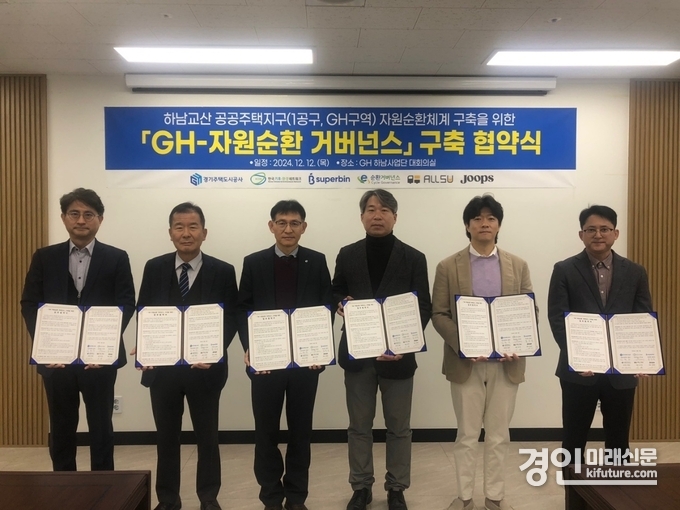 GH가 자원순환 거버넌스 협약식을 개최하고 기념촬영을 하고 있다. <사진=GH>