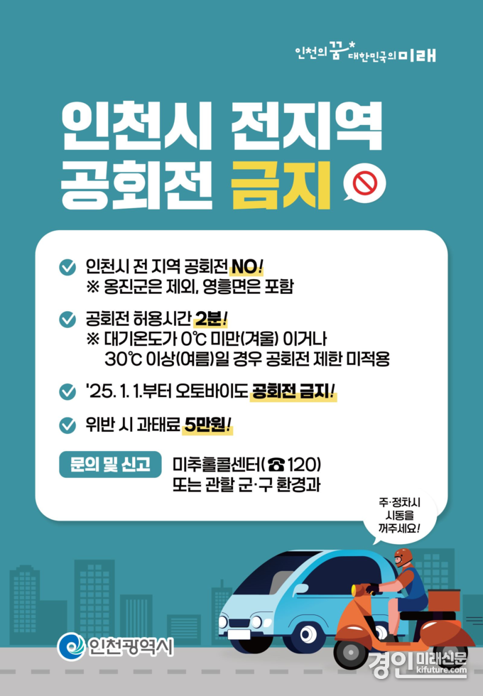 자동차 공회전 금지 홍보물. <사진=인천시>