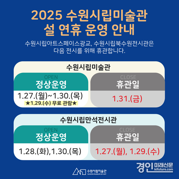 수원시림미술관 설 연휴 운영 안내문. <사진=수원시>