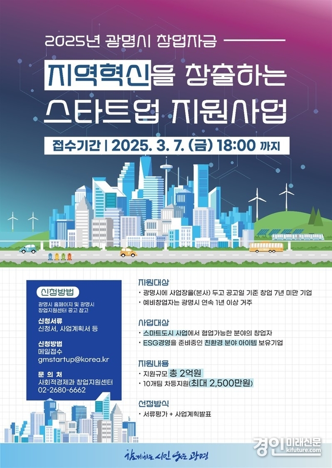 광명시, 지역혁신 이끌 스타트업 지원 홍보물. <사진=광명시>
