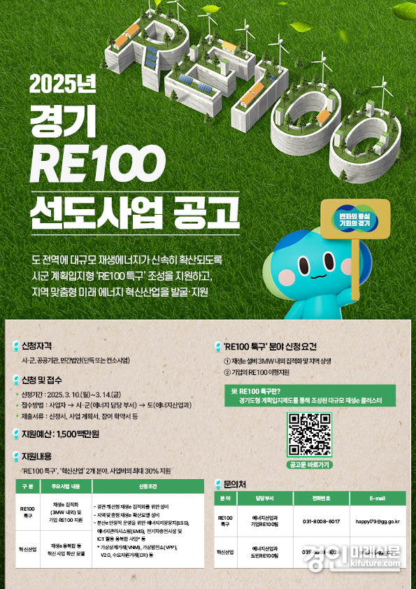 '경기 RE100 선도사업' 참여기업 모집 안내문. <사진=경기도>