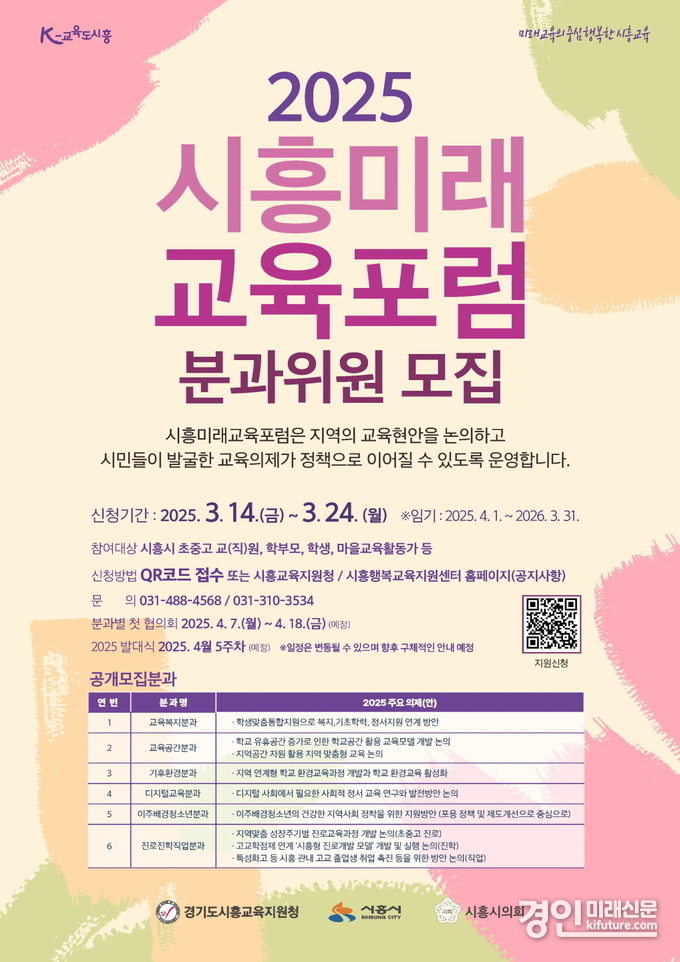 시흥미래 교육포럼 분과위원 모집 안내문. <사진=시흥시>