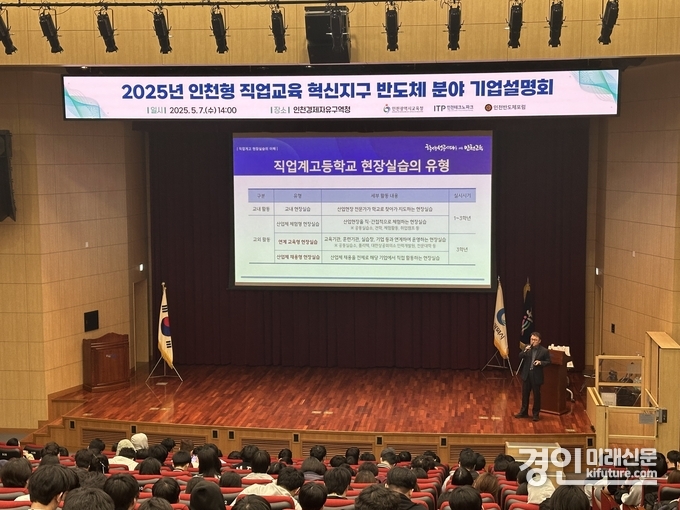 인천교육청이 ‘직업교육 혁신지구 반도체분야 기업설명회’를 진행하고 있다. <사진=인천교육청>