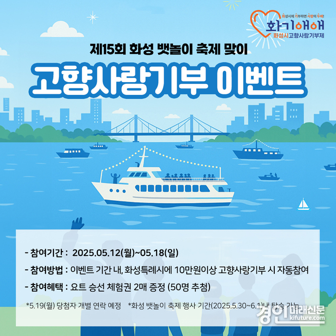 제15회 화성 뱃놀이 축제 맞이 고향사랑기부 이벤트 안내문. <사진=화성시>