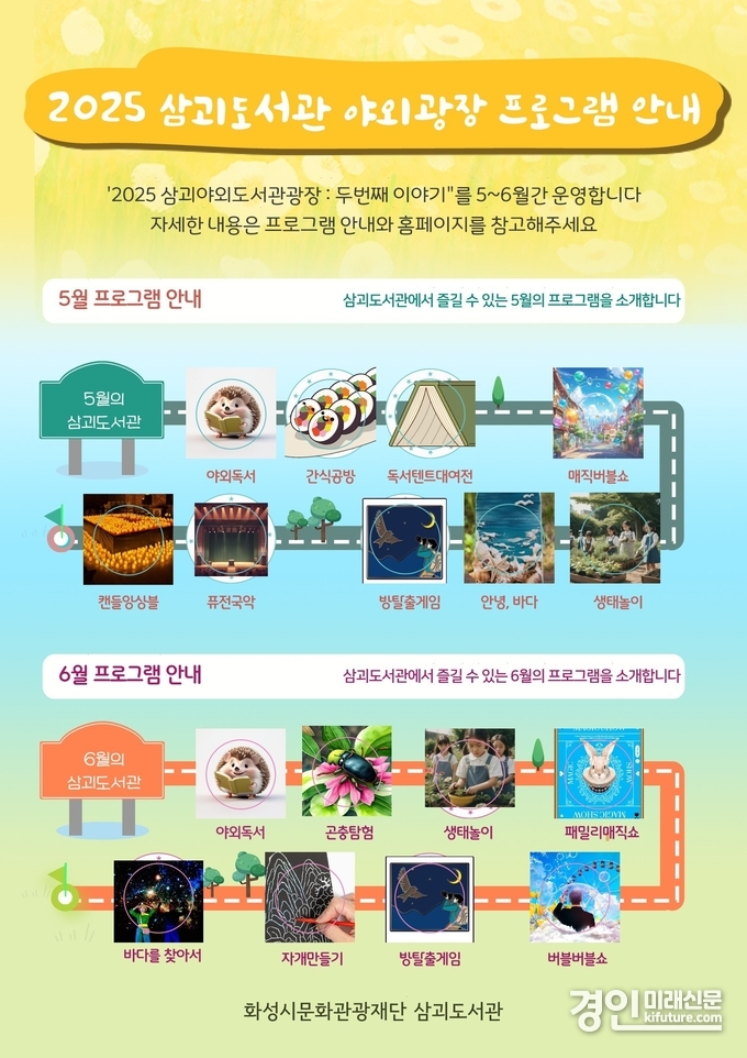 화성시립삼괴도서관 야외광장 프로그램 안내문. <사진=화성시문화관광재단>