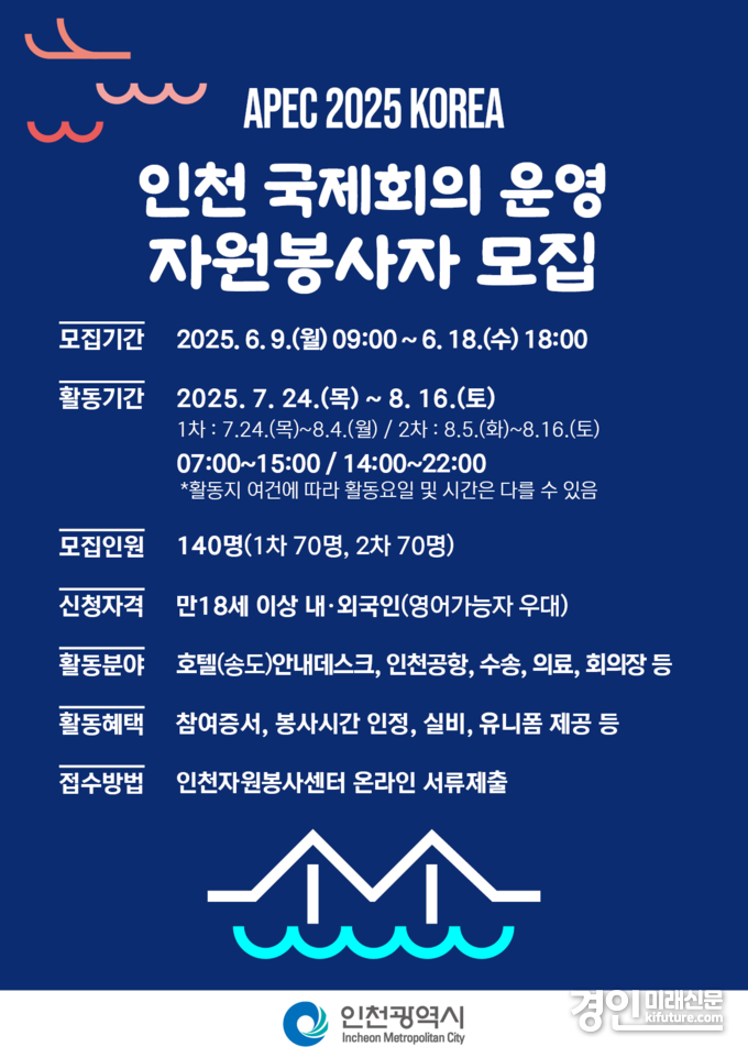 ‘2025 APEC 인천 국제회의’ 자원봉사자 모집 안내문. <사진=인천시>