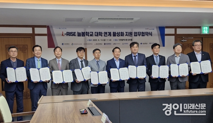 인천교육청이 ‘인천 RISE 늘봄학교’ 업무협약을 체결하고 기념촬영을 하고 있다. <사진=인천교육청>