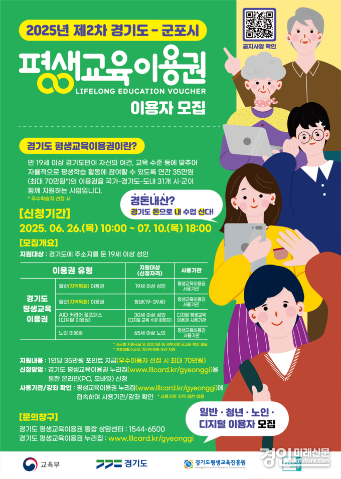 경기도평생교육이용권 안내문. <사진=군포시>