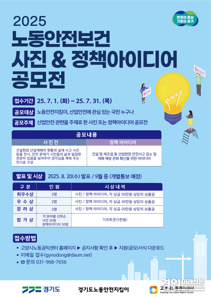 ‘2025년 노동안전보건 사진·정책 아이디어 공모전’ 안내문. <사진=경기도>