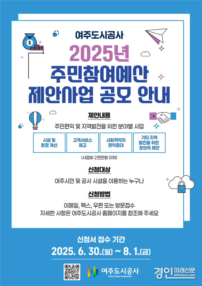 주민참여예산 제안사업 공모 안내문. <사진=여주도시공사>