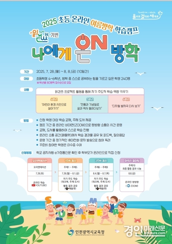 초등 온라인 여름방학 학습캠프 운영 안내문. <사진=인천교육청>