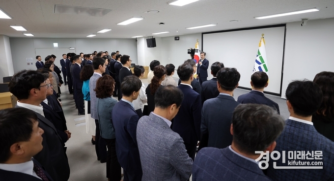 김동연 경기도지사가 15일 경기도청에서 열린 서기관 임명장 수여식에서 인사말을 하고 있다. <사진=김동연 SNS>
