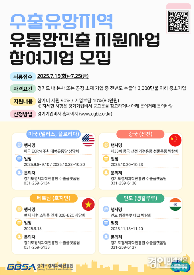 경기도, 수출기업 유통망진출 지원사업 참여기업 모집 안내문. <사진=경기도>