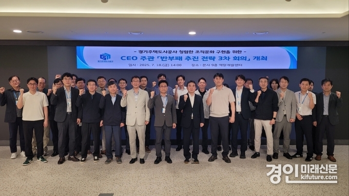 GH가 ‘2025년 제3차 반부패 추진전략회의’를 개최하고 화이팅을 외치고 있다. <사진=GH>