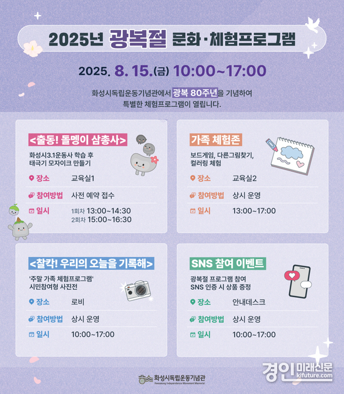 화성시독립운동기념관 광복절 문화체험프로그램 안내문. <사진=화성시>