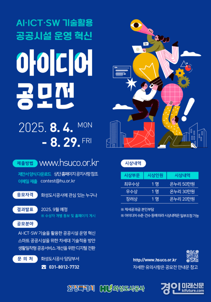 ‘AI·ICT·SW 기술을 활용한 공공시설 운영 혁신 아이디어 공모전’ 안내문. <사진=화성도시공사>
