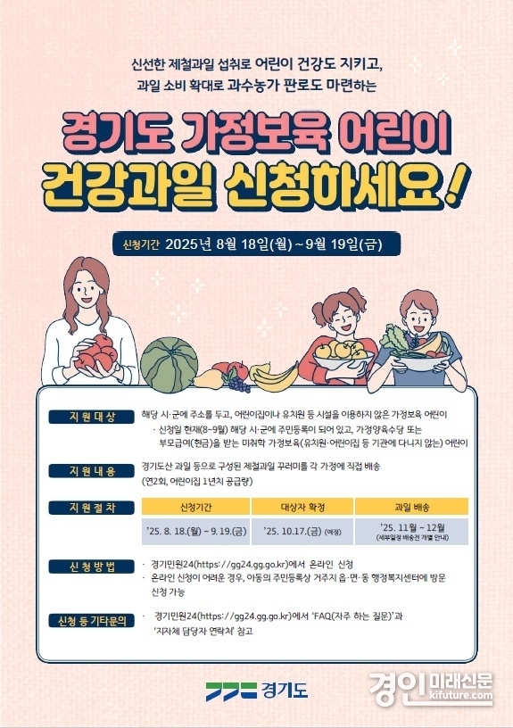 가정보육 어린이집 건강 과일 지원 안내문. <사진=의왕시>