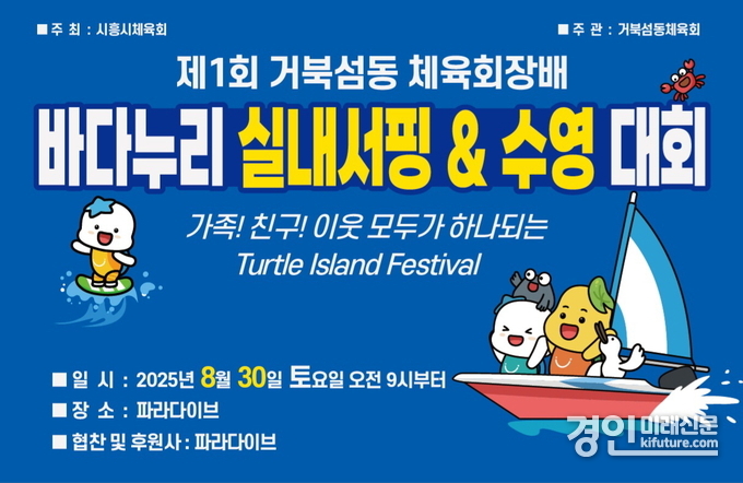 제1회 거북섬동 체육회장배 바다누리 실내서핑 & 수영대회 홍보물. <사진=시흥시>