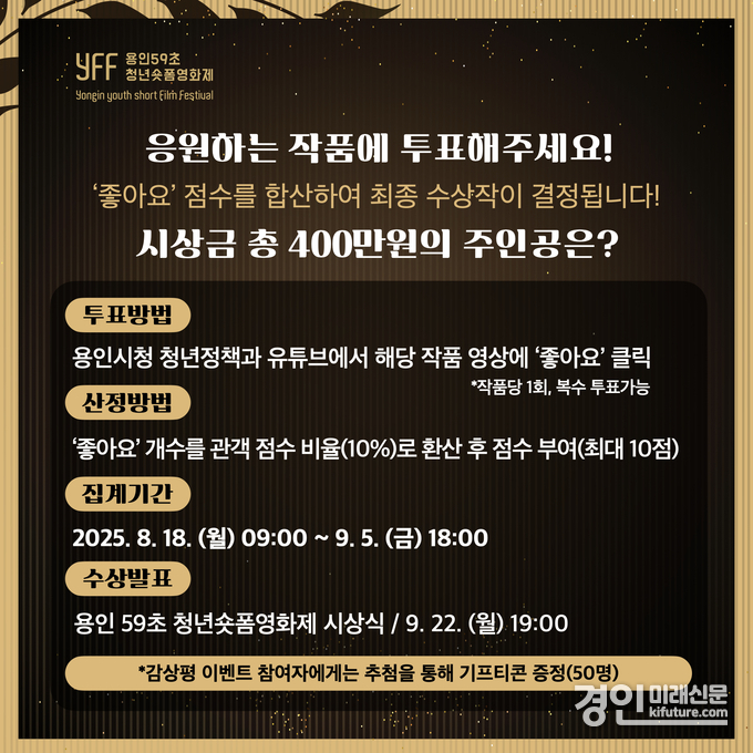 용인 59초 청년 숏폼 영화제 온라인 투표 안내문. <사진=용인시>