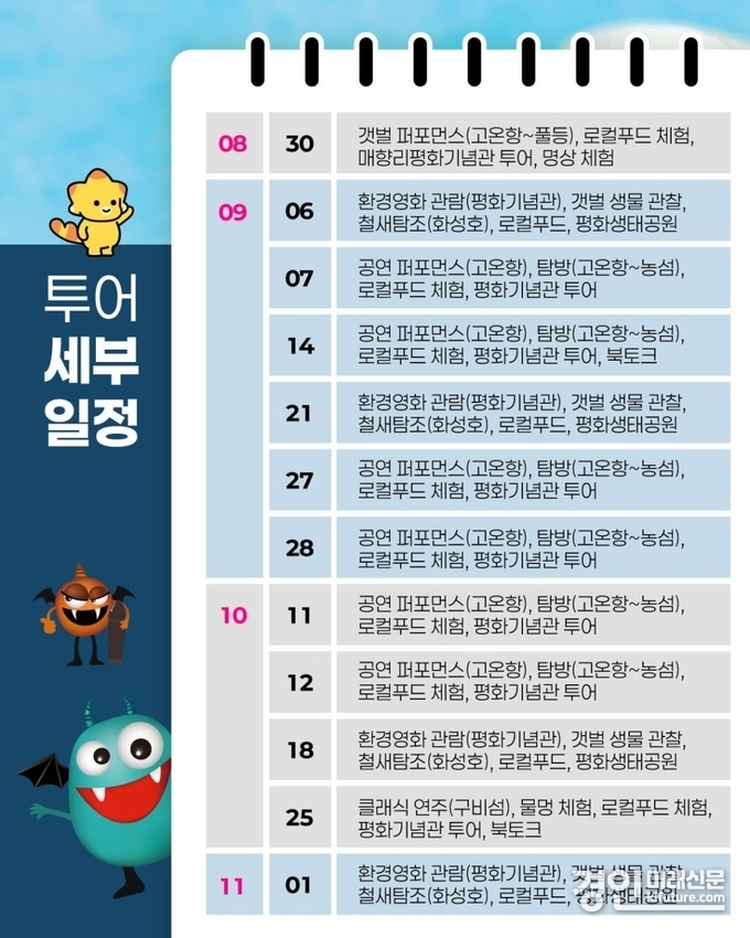 경기도 융복합 투어 세부 일정. <사진=화성시문화관광재단>