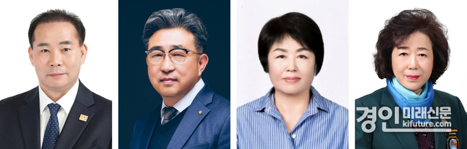 왼쪽부터 △지역사회발전부문 김동희 씨 △경제안전부문 황태경 씨 △사회복지부문 유혜숙 씨 △문화체육부문 김경순 씨. <사진=오산시>