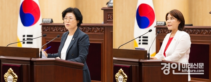 박은경 의원(왼쪽)과 김유숙 의원. <사진=안산시의회>